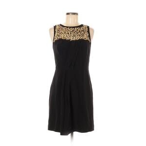 REBECCA TAYLOR 100% Silk Embellished Black & Gold Cocktail Party Dress - Size 6